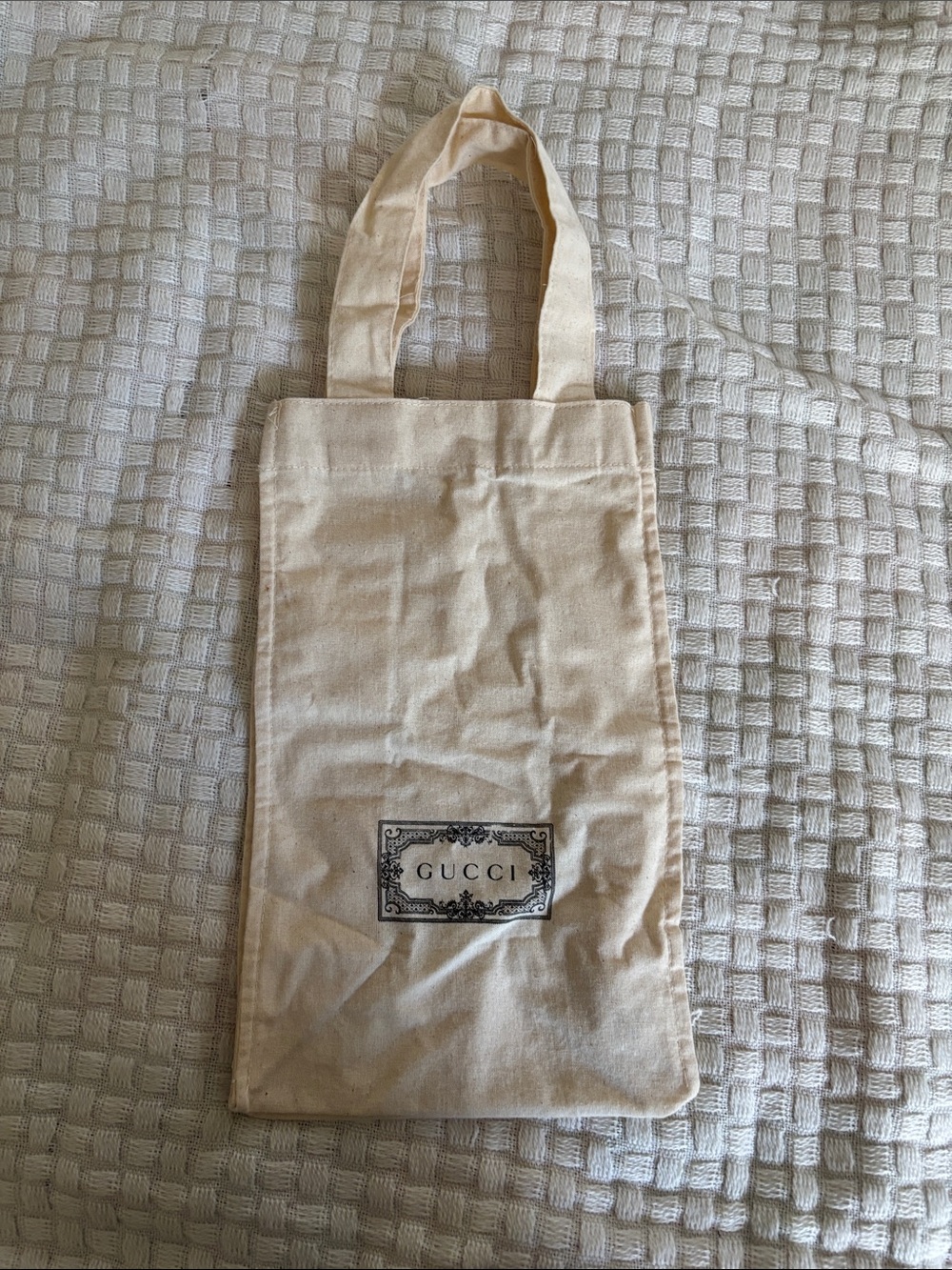 Gucci Cream Cotton Mini Tote with Logo Patch